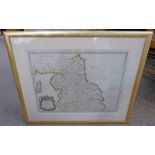 GILT FRAMED MAP: ANCIEN RYAUME DE NORTHUMBERLAND, PROVINCE DE NORT.