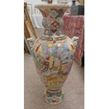 LARGE JAPANESE POTTERY VASE WITH DRAGON HANDLES