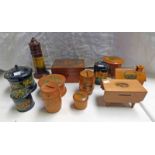 LOT WITHDRAWN 12 VARIOUS 19TH CENTURY & EARLY 20TH CENTURY WOODEN MONEY BANKS,