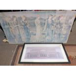 1 LARGE FRAMED ARCHITECTURAL PRINT OF THE NEW YORK PUBLIC LIBRARY SIZE 48 X 102 CM AND ONE LARGE