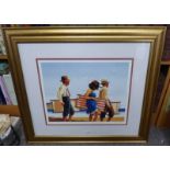 AFTER JACK VETTRIANO ON THE BEACH SIGNED IN PENCIL FRAMED LIMITED EDITION PRINT 38 X 49 CM