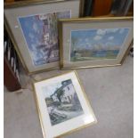 3 GILT FRAMED PRINTS TO INCLUDE A HEATON COOPER COTTAGE SCENE -3-