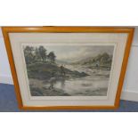 AFTER JOSEPH FARQUHARSON SALMON FISHING ON THE DEE FRAMED PRINT 61 X 84 CM