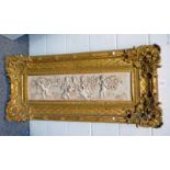 GILT FRAMED CHERUB COMPOSITION WITH GRAPES SIZE 23 X 85 CMS Condition Report: