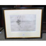 JAMES MCBEY MIRAGE, WATERFRONT OF SAN MARIO, VENICE SIGNED IN PEN FRAMED ETCHING 27.5 X 42.