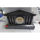 19TH CENTURY BLACK SLATE MANTLE CLOCK Condition Report: Front right upper corner is