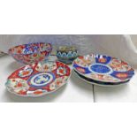 19TH CENTURY IMARI PORCELAIN BOWL & 3 PLATES,