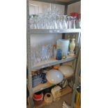 LARGE SELECTION OF VARIOUS GLASSES, GLASS SHADES,