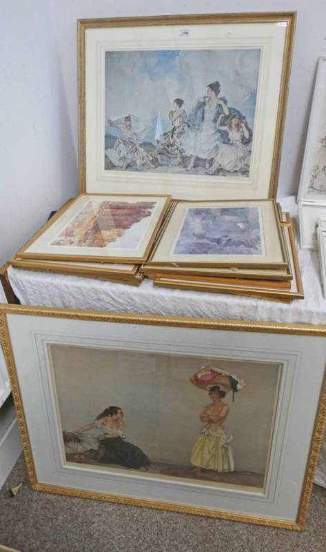 FRAMED RUSSELL FLINT ARTISTS PROOF SIGNED IN PENCIL AND A SELECTION OF GILT FRAMED RUSSELL FLINT