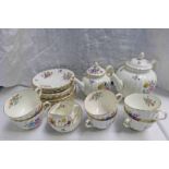 ROYAL WORCESTER PORCELAIN TEASET: 6 CUPS, SAUCERS, PLATES,