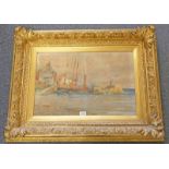 JAMES MACMASTER, CRAIL HARBOUR, SIGNED, GILT FRAMED WATERCOLOUR,