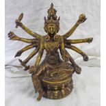 19TH CENTURY BRONZE TIBETAN DEITY OF CHAKRASAMIVARA ON A LOTUS BASE - 28 CM TALL