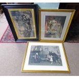 3 FRAMED PICTURES INCLUDING "CHELSEA PENSIONERS READING THE GAZETTE" OF THE BATTLE OF WATERLOO