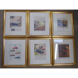 SET OF 6 GILT FRAMED ADVERTISING PRINTS INCLUDING DAIMLER,