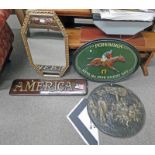 2 WOODEN PLAQUES, PERSIMMON & AMERICA,