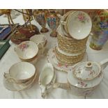 ROYAL CROWN DERBY FLORAL DECORATED PORCELAIN TEASET Condition Report: All ring true.