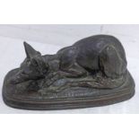 BRONZE OF A DOG SIGNED E FREMIET 18CM LONG