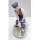 ROYAL COPENHAGEN FIGURE GROUP DEPICTING A FARMER WITH TWO SHEEP 20CM TALL Condition