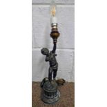 CHERUB FIGURAL METAL TABLE LAMP 33 CM TALL