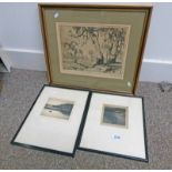GILT FRAMED ETCHING "GUNS OF THE SUNNY SOUTH" BY DOUGLAS PRATT, SIGNED IN PENCIL NO 30/90 ,