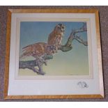 FRAMED WATER COLOUR OF BARN OWLS SIGNED WILLIAM E.