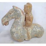 HAN DYNASTY STYLE HORSE AND RIDER,