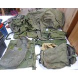 SELECTION OF 1980'S ERA BRITISH MILITARY WEBBING TO INCLUDE AMMO POUCHES, BAGS,