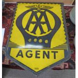 VINTAGE AA ADVERTISEMENT SIGN, METAL AND ENAMEL IN A METAL FRAME,