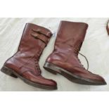 PAIR OF 1945 BRITISH MILITARY JOHN WHITE LEATHER DISPATCH RIDERS BOOTS, SOLE MARKED BROAD ARROW, 11,