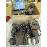 GOOD SELECTION OF CAMERAS, FLASKS, ETC TO INCLUDE PRAKTICA MTL3 WITH LENS, OLYMPUS X-42, TOPCON UNI,