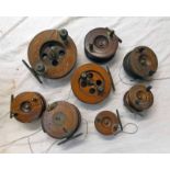 8 WOODEN BODIED REELS TO INCLUDE STAR BACKED REELS,