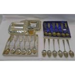2 SETS OF 6 CHINESE WHITE METAL TEASPOONS,