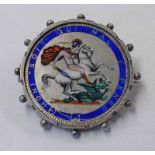 GEORGE III ENAMEL DECORATED SILVER CROWN IN SWIVEL BROOCH MOUNT