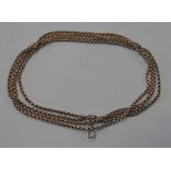 9CT GOLD VICTORIAN GUARD CHAIN - 29G Condition Report: Length including catch: 77cm.