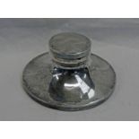 SILVER CIRCULAR INKWELL WITH GLASS LINER,