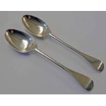 PAIR OF SCOTTISH SILVER DESSERT SPOONS BY PATRICK ROBERTSON,