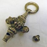 19TH CENTURY SILVER BABIES RATTLE WHISTLE