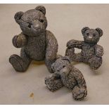 3 STERLING SILVER BEARS Condition Report: Big bear: 600g. 11cm tall.