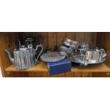 2 X 3 PIECE SILVER PLATED TEASETS, SILVER PLATED SERVING TABLE CENTRE,