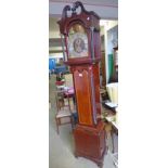 19TH CENTURY MAHOGANY LONG CASE CLOCK WITH BRASS AND SILVER DIAL SIGNED J.