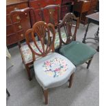 EARLY 20TH CENTURY MAHOGANY DINING CHAIR ON SQUARE SUPPORTS.