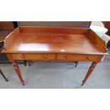 19TH CENTURY MAHOGANY WASHSTAND WITH 2 DRAWERS ON TURNED SUPPORTS,