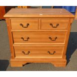 PINE CHEST OF 2 SHORT OVER 2 LONG DRAWERS ON BRACKET SUPPORTS.