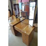 EARLY 20TH CENTURY DRESSING TABLE WITH MIRROR AND CENTRAL DRAWER FLANKED BY 3 DRAWERS EACH SIDE.