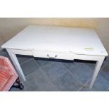 WHITE PAINTED TABLE WITH DRAWER 121 CM WIDE Condition Report: The item has a couple