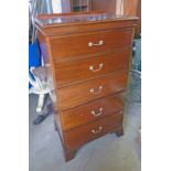 MAHOGANY CHEST OF 5 DRAWERS ON BRACKET SUPPORTS WIDTH 73 CM