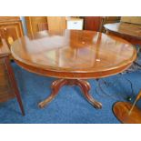 19TH CENTURY MAHOGANY PEDESTAL BREAKFAST TABLE WITH SHAPED SUPPORTS.