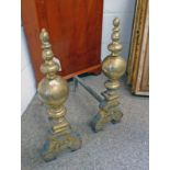 PAIR OF 19TH CENTURY BRASS FIRE DOGS