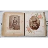 LATE 19TH CENTURY/EARLY 20TH CENTURY LEATHER COVERED PHOTOGRAPH ALBUM WITH PHOTOGRAPHS TO INCLUDE