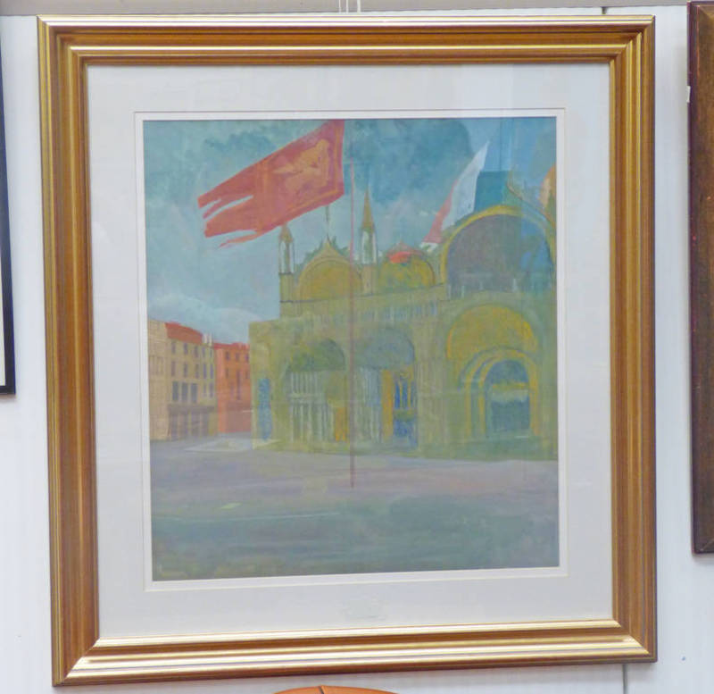 IRENE HALLIDAY - (ARR) CONTINENTAL SQUARE SIGNED GILT FRAMED OIL PAINTING 55 X 50CM